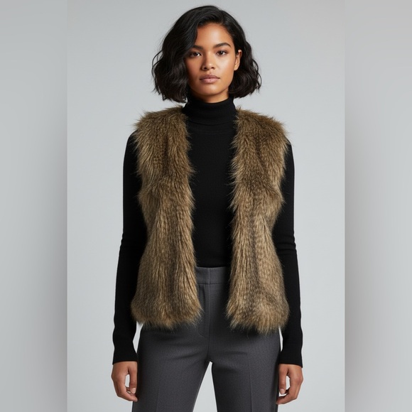 Divided by H&M Jackets & Blazers - DIVIDED by H&M Lined Fur Vest Boho,Discreet Pockets Hook & Clasp- Sz 4 (M)